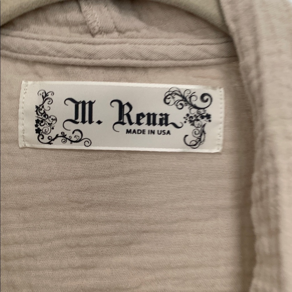 M. Rena Beige Double Gauze Open Front Short Sleeve Cardi - Picture 2 of 7